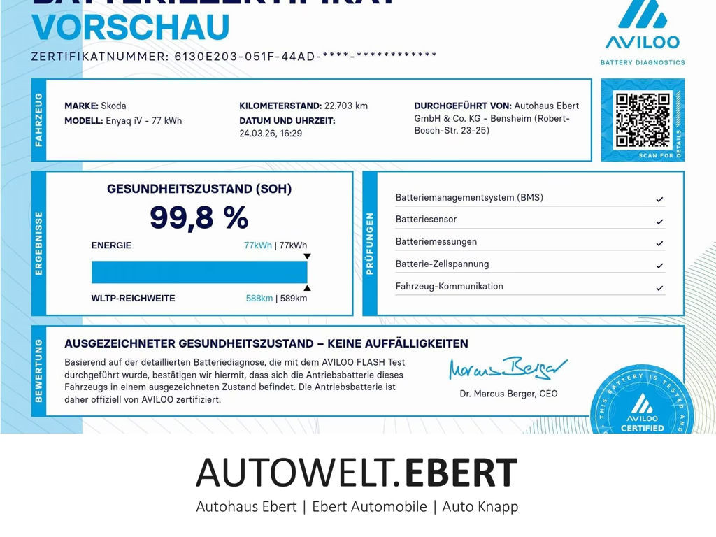 Skoda Enyaq iV 2024 Elektrisch