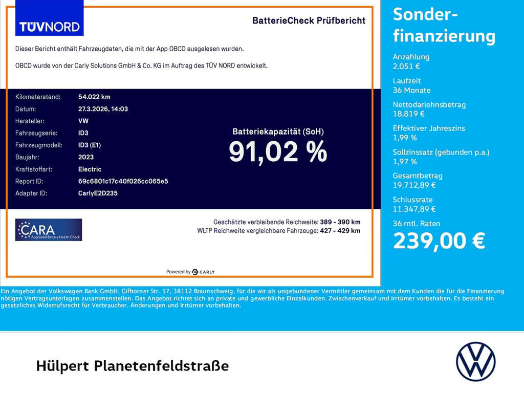 Volkswagen ID.3 2022 Elektrisch