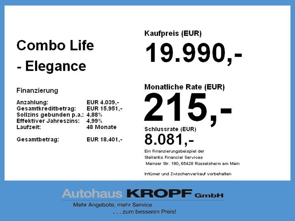 Opel Combo 2022 Elektrisch