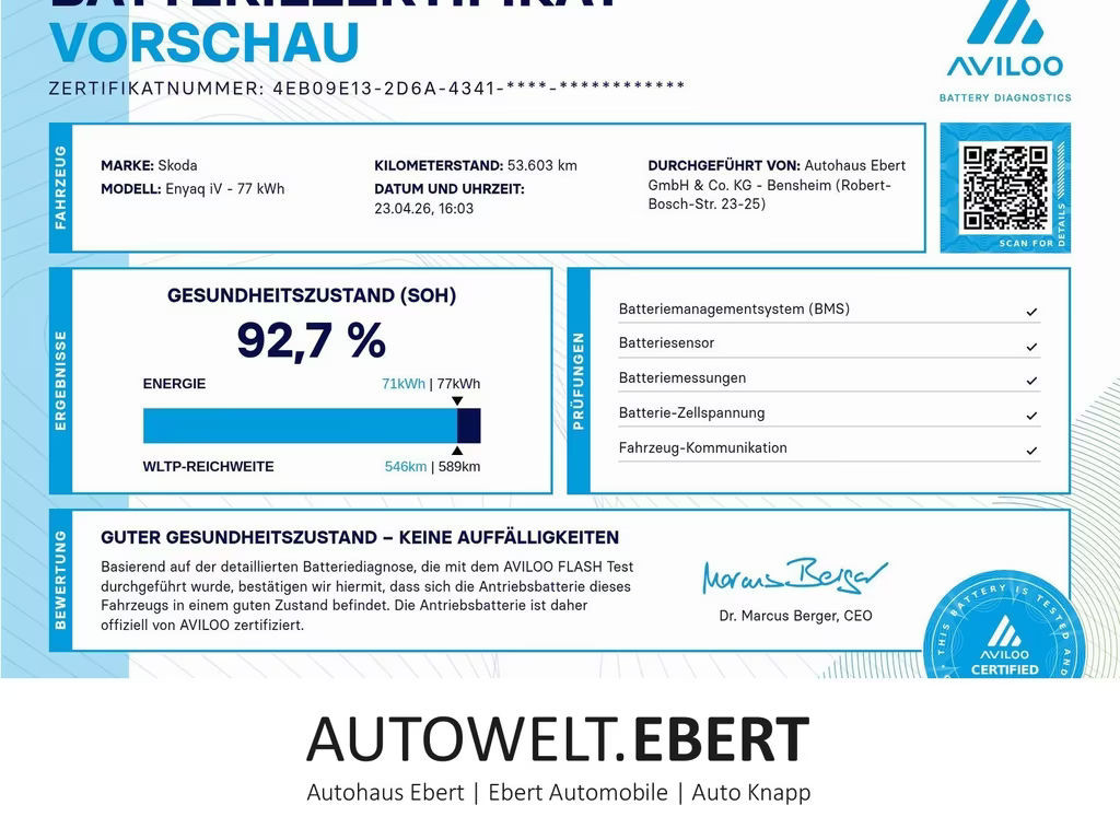 Skoda Enyaq iV 2021 Elektrisch